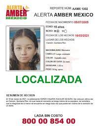 Amber es un retroacrónimo en inglés de america's missing: Alerta Amber Mexico Oficial Fotos Facebook