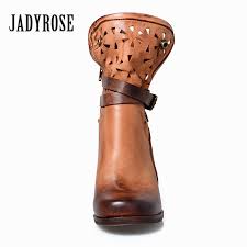 Jady Rose Hollow Out Women Ankle Boots Chunky High Heel