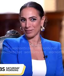 WornOnTV: Michelle Miller's blue suit with belt