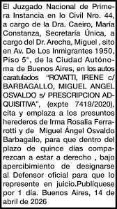 Edicto Juzgado Civil 44 Irene Rovatti 1x8