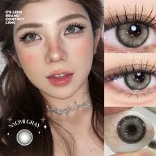 Kính áp tròng Gtrendy NAOMI GRAY xám băng tây lens cận 6 tháng G.DIA 14.5mm  độ 0-8( Nội Địa Trung)