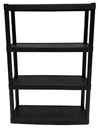 17.25 between shelves for 18gal rubbermaid totes. Tough Box 32 W X 47 H X 12 D 4 Shelf Plastic Freestanding Shelving Unit At Menards