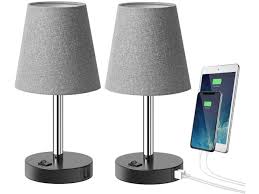 This is a well designed contemporary table lamp, it is 21 high, good for bedroom or study desk. Tomons Usb Table Lamp With 2 Usb Charging Ports Modern Minimalist Bedside Lamp Design Nightstand Gray Fabric Shade Metal Desk Lamp For Bedroom Living Room Office Guest Room Kid S Room Set Of 2