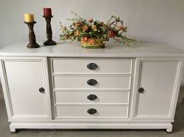 Vintage Buffet Painted Benjamin Moore White Dove Satin Furniture Painted Furniture Home Decor