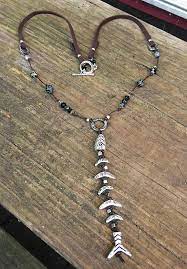 Bonefish Knotted Leather Suede Y Necklace Choker Worry Fish Etsy Mermaid Tears Jewelry How To Make Beads Necklace