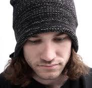 COTTON SLIT BEANIE - BLACK/ GREY MELANGE