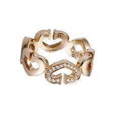 Cartier 18k Pink Gold C Heart Decor Ring 1 Heart With Paved Diamonds Price 4 200 Cartier Love Ring Pink Gold Rings Pink Diamond