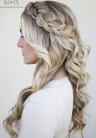 Blonde Curly Hairstyle With A Dutch Crown Braid Hair Styles Long Hair Styles Braids For Long Hair