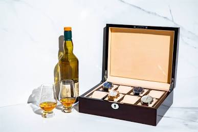 The perfect evening: Fine watches and fine scotch, AI generated