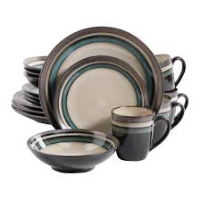Gibson Elite Lewisville 16 Piece Casual Teal Stoneware Dinnerware Set Service For 4 98597350m The Home Depot In 2020 Teal Dinnerware Stoneware Dinnerware Sets Stoneware Dinnerware