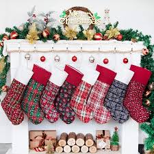 Get ready to bring on the christmas gifting magic. 8 Pack Christmas Stocking 20inch Plaid Snowflake Glitter Print Fireplace Hanging Xmas Stockings For Family Tions Holiday Party Decor Walmart Canada