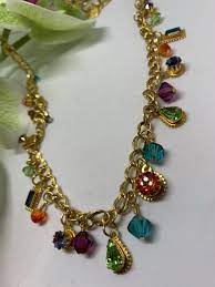 Zander Elliott Latr Rainbow Gem Charm Choker Necklace Charm Choker Necklace Charm Choker Swarovski Crystal Charm