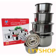 Stainless steel merupakan logam paduan dari beberapa unsur logam yang dipadukan dengan komposisi tertentu. 5pcs Stainless Steel Pot Degchi Pot Indian Pot Periuk Set