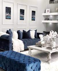 It's a perfect and reliable choice of blue for a living room. Grey Blue And Silver Living Room Ideas Navy Sofa Living Room Blue Living Room Decor Living Room Decor Apartment