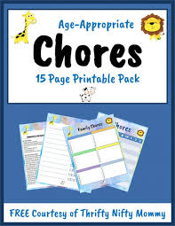 a huge list of chores for kids plus free family chore