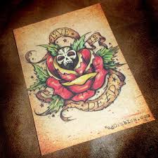 Love Is Dead Traditional Tattoo Style Art By Agorables Old School Skull And Rose Via Etsy Traditional Tattoo Art Tattoo Traditional Tattoo Art