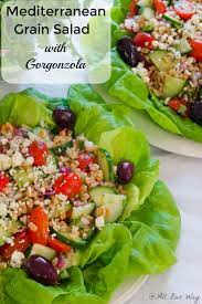 Mediterranean Grain Salad With Gorgonzola Recipe Appetizer Recipes Salad Side Dishes Clean Eating Recipes