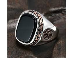 Item Description Silver Black Onyx Ring Mens Onyx Ring Sterling Silver Onyx Ring Black Onyx Signet Ring Black Gem In 2020 Rings For Men Turkish Rings Onyx Ring Men