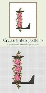 Yeesam art cross stitch kits stamped for adults beginner kids, english alphabet flowers 11ct 44×75cm diy embroidery needlework kit with easy funny preprinted patterns needlepoint christmas (alphabet) 3.8 out of 5 stars. Monogram L Modern Cross Stitch Pattern Letter Cross Stitch Etsy In 2021 Cross Stitch Patterns Flowers Modern Cross Stitch Patterns Cross Stitch