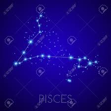 Zodiac Constellation Pisces Realistic Star Map Fragment Vector