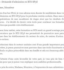 Les expressions apparaissant en gras et en lettres capitales sont à remplacer par vos propres informations. Demande D Admission En Bts Sp3s Lettre De Motivation