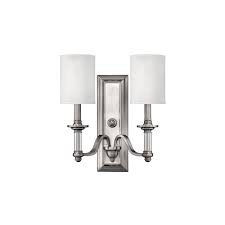 Chapman wall sconce light with lamp shade brushed nickel a02105. Elstead Sussex 2 Light Brushed Nickel Wall Light With Shade Hk Sussex2 Lighting From The Home Lighting Centre Uk