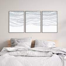abstract modern ocean beach waves blue triptych set of three wall art prints or canvas bedroom wall art above bed bedroom art above bed bedroom artwork