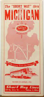 1952 Michigan Short Way Lines Bus Timetable Brochure Map Great Illustrations Brochure Travel Brochure Michigan