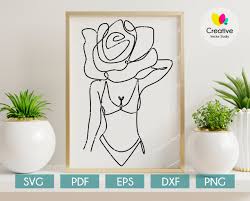Download Woman Flower Head Line Art Creative Vector Studio