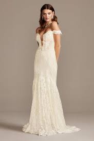 Like any other dress, the style of a wedding dress depends on not just the fabric, but the overall shape and features. Lace Mermaid Fishtail Wedding Dresses David S Bridal