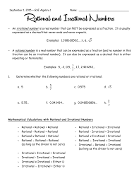 Know that numbers that are not rational are called irrational. 9 1 15 Rational And Irrational Numbers