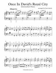 Intermediate Piano Arrangement Sheet Music Once In David S Royal City Christmas Piano Christmas Piano Music Piano Sheet Music