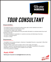 Great reads and guides for destinations all around the world. Job Vacancy 1 Tour World Travel Ambassador Sdn Bhd Facebook