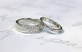 Wedding Band Ring Set Vine Leaf Wedding Rings Bands Etsy Engraved Wedding Rings Silver Wedding Rings Sets Silver Wedding Bands