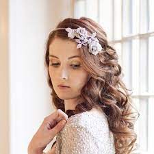 Vintage Rose Rhinestone Side Tiara And Beautiful Loose Soft Bridal Curls With Silver Sequin Shrug By Vict Vintage Wedding Hair Princess Hairstyles Hair Styles
