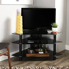 If this is a problem for you because you have limited mobility in your neck or you prefer to sit on the ground then a low corner tv stand is probably the better bet for you. Walker Edison 44 Inch Glass And Metal Corner Tv Stand Black Amazon In Electronics