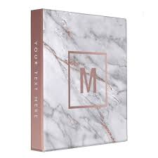 Monogram Rose Gold And Light Marble Stone 3 Ring Binder Zazzle Com Rose Gold Marble Stones Gold Book