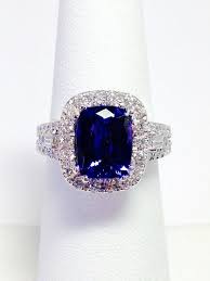 Tanzanite Gemstone Ring Cushion Halo Art Deco Diamond Etsy Art Deco Diamond Ring Engagement Colored Stone Rings Tanzanite Gemstone