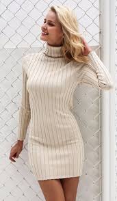 Elsie Ribbed Sweater Dress Long Knitted Dress Long Sleeve Sweater Dress Slim Bodycon Dress