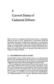 Current Status Of Cadastral Efforts Need For A