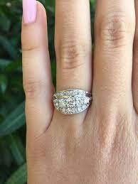 Vintage 1950s 3 Row Diamond Band 1ctw Vintage Engagement Rings Unique Diamond Bands Vintage Engagement Rings