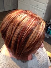 Looking to update brown hair? Copper Base Red Lowlights And Chunky Blonde Highlights Chunky Blonde Highlights Red Hair With Highlights Blonde Highlights