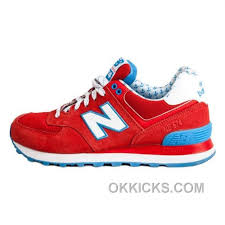Balance 574 Womens Fire Red White Blue Shoes New Style 65ybjj