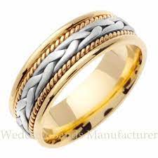 18k Two Tone White Yellow Gold Mens Mans Braided Twisted Rope Wedding Band Ring Large Engagement Rings White Gold Wedding Bands Braided Wedding Band