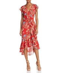 Clara Ruffled Botanical Print Wrap Dress Summer Dresses Sundresses Summer Cocktail Dress Cocktail Dresses With Sleeves