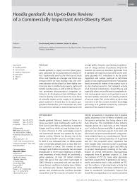 Pdf Hoodia Gordonii An Up To Date Review Of A Commercially Important Anti Obesity Plant