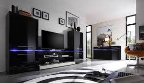 Wall Unit Living Room Furniture Flash In White Black High Gloss Incl Led Tv Room Design Living Room Tv Unit Designs Wall Unit