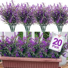 1 offer from $14.99 #22. Amazon Com Gbd 20 Bundles Lavender Artificial Flowers Outdoor Uv Resistant Flowers Plastic Fake Flowers Plants For Outside Artificial Flowers Faux Plants For Window Box Hanging Planter Home Porch Magenta Home Kitchen