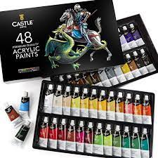 Amazon Com Castle Art Supplies Acrylic Paint Set 48 Vibrant Colors With Large 22ml Tubes For Extra Value A Stunning Acrylic Paint Set Castle Art Paint Set