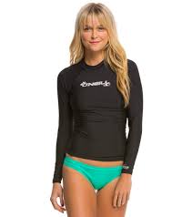 O Neill Women S Basic Skins Long Sleeve Crew Rashguard Color Black Womens Basic Long Sleeve Swim Shirt Long Sleeve